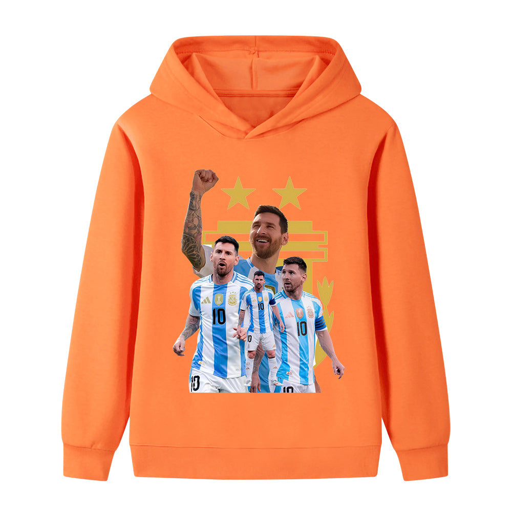 Messi Fotbolls Hoodie för Barn - Argetina Footballdinho