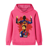 Lionel Messi Fotbolls Hoodie för Barn - Barcelona Footballdinho