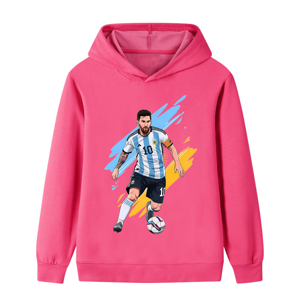 Lionel Messi Fotbolls Hoodie för Barn - Argetina Footballdinho