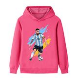 Lionel Messi Fotbolls Hoodie för Barn - Argetina Footballdinho