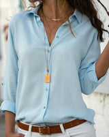 Kvinnors Satinblus Elegant Vit Blus Feminin Stil-Kvinnors toppar-Hemnix-Ljusblå-S-Hemnix