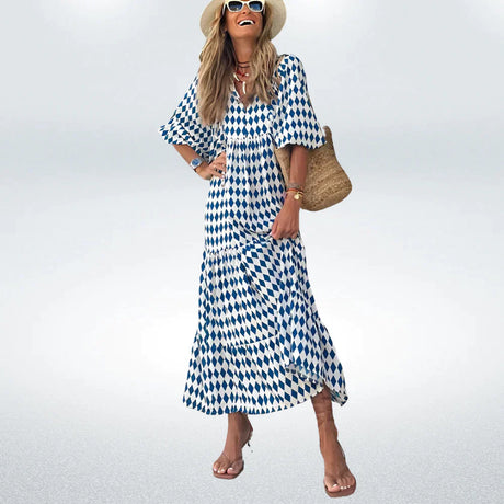 Damklänning Trendig Långärmad 100% Bomull-Klänningar-Hemnix-Blå-XS-Hemnix