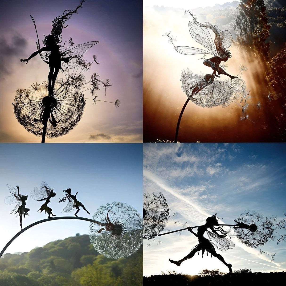 Metall-Dandeljon – Dekorativ, Filigran Fe-dekoration för Trädgård Carvallo