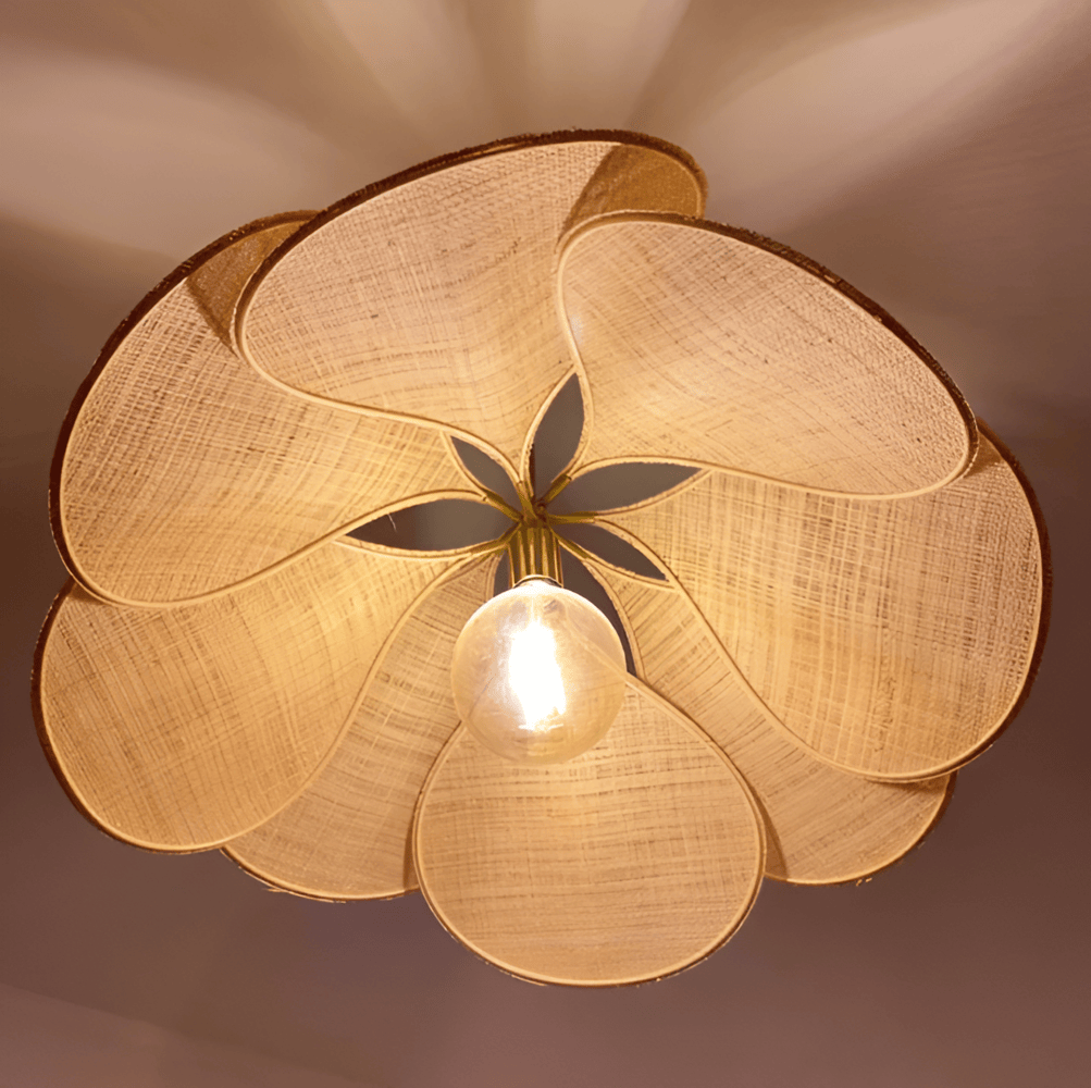 Vintage taklampa med blomdesign i tyg – hänglampa Hemnix