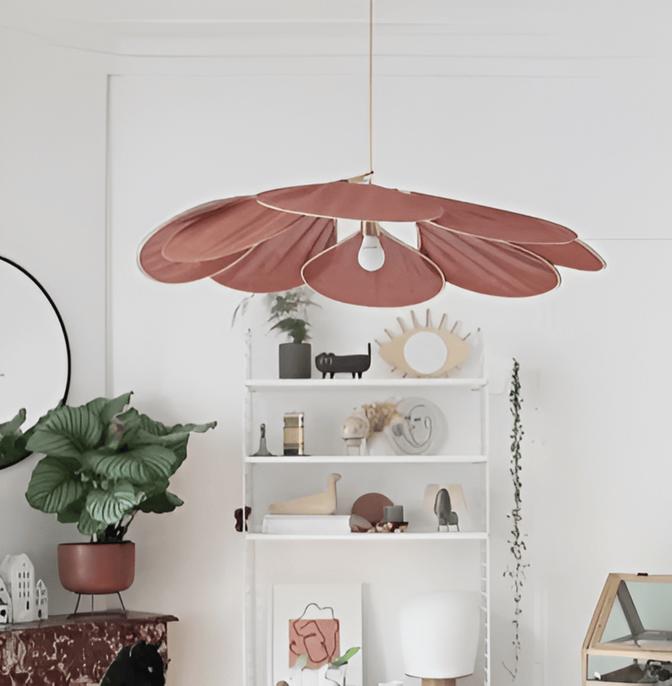 Vintage taklampa med blomdesign i tyg – hänglampa Hemnix