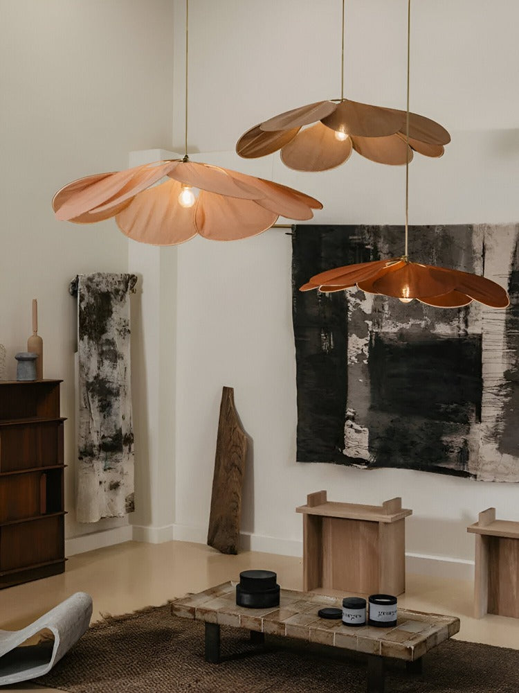 Vintage taklampa med blomdesign i tyg – hänglampa Hemnix