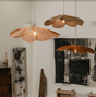 Vintage taklampa med blomdesign i tyg – hänglampa Hemnix