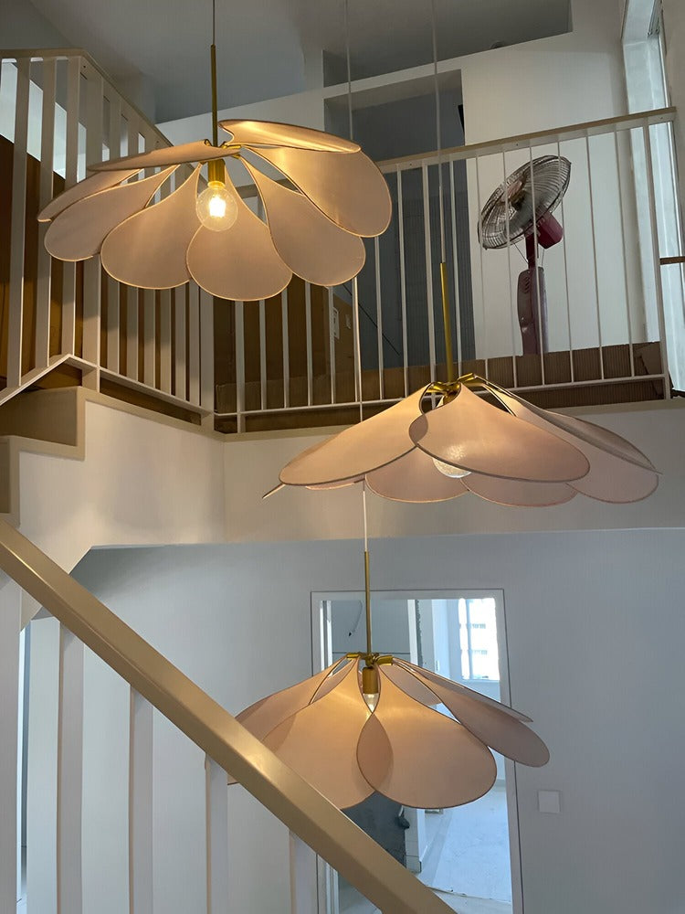 Vintage taklampa med blomdesign i tyg – hänglampa Hemnix