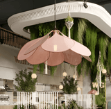 Vintage taklampa med blomdesign i tyg – hänglampa Hemnix