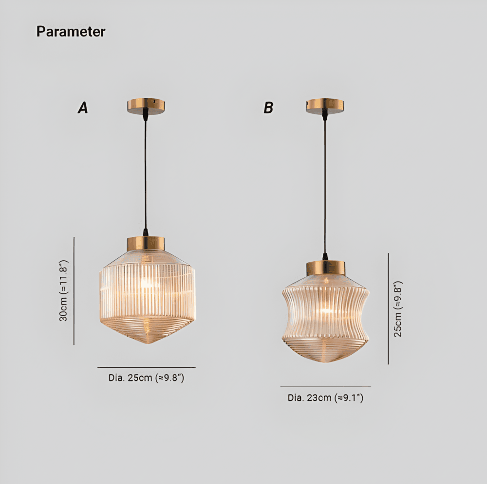 Aurelia Prism Pendellampa – Räfflad Glas Taklampa i Vintage Modern Stil Hemnix