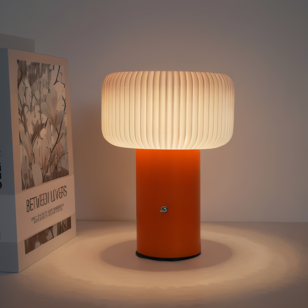 NordicGlow Bordslampa – Elegant Ribbad Lampa i Svampform Hemnix