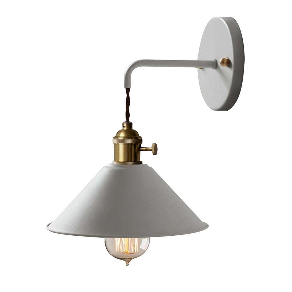 Retro Vägglampa i Metall – Vintageinspirerad Väggbelysning med Konformad Skärm Hemnix
