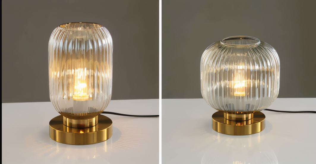 LumoRib – Elegant Bordslampa med Ribbade Glasdetaljer Hemnix