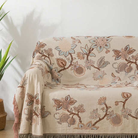 Orchid Trail Floral Cotton Tassel Sängfilt Carvallo