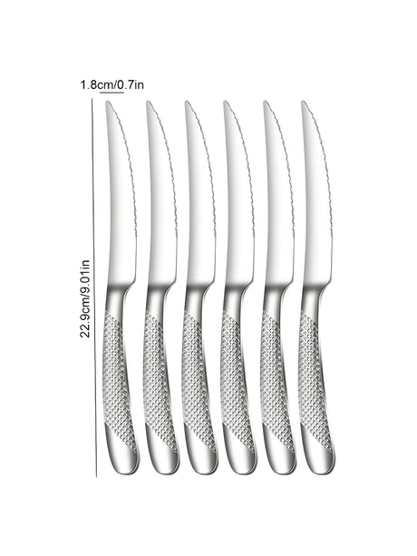 6/30 Stycken Rostfritt Stål Silver Bestick Set med Elegant Design Carvallo
