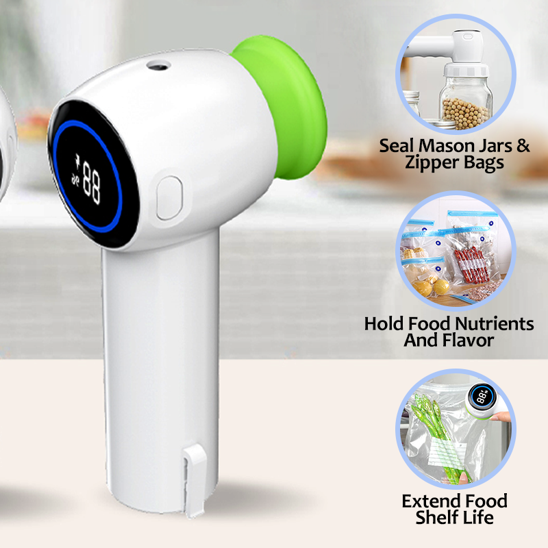 Handhållen vakuumförslutare – Bärbar luftborttagningspump med återanvändbara blixtlåspåsar MILA Sverige