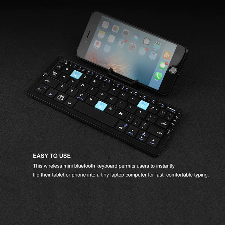 Ergonomiskt Trådlöst Tangentbord för Smartphone och Surfplatta, Kompakt Design