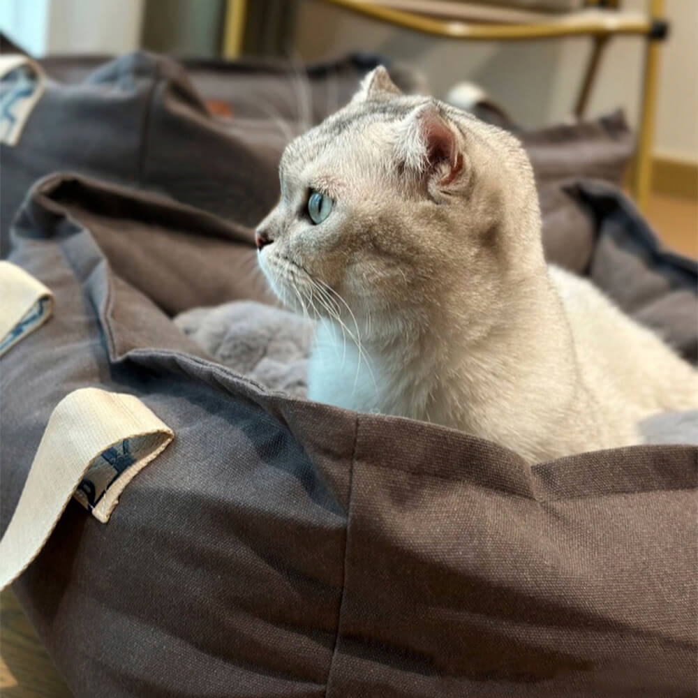 Bärbar husdjursäng med handtag Mysig tvättbar hundsäng Carvallo