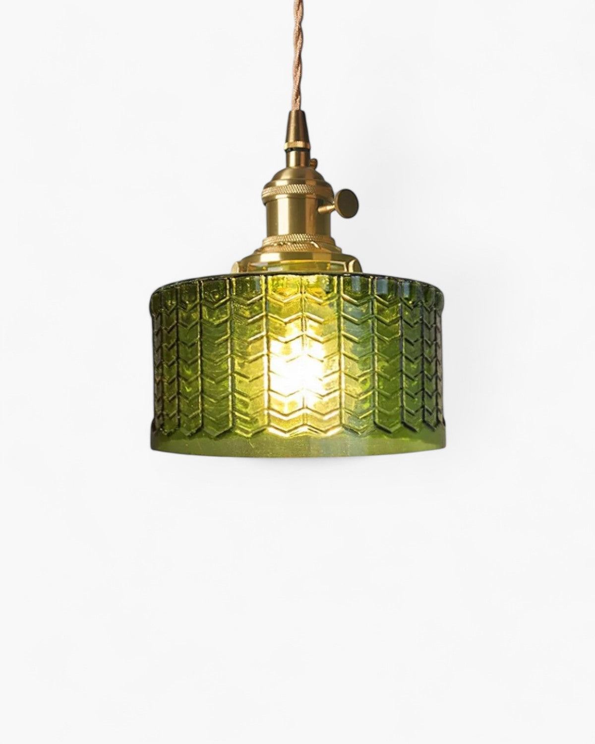 Vintage Glass Ceiling Pendant | Textured Glass & Brass | Warm 3000K Glow Carvallo