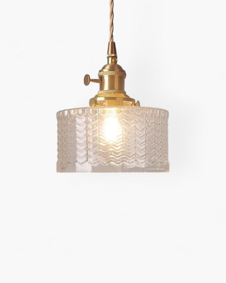 Vintage Glass Ceiling Pendant | Textured Glass & Brass | Warm 3000K Glow Carvallo