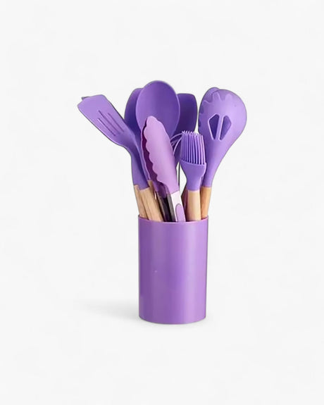 Carvallo – Miljövänligt Silikon Kökset med Bambu Handtag (12-delar) Carvallo