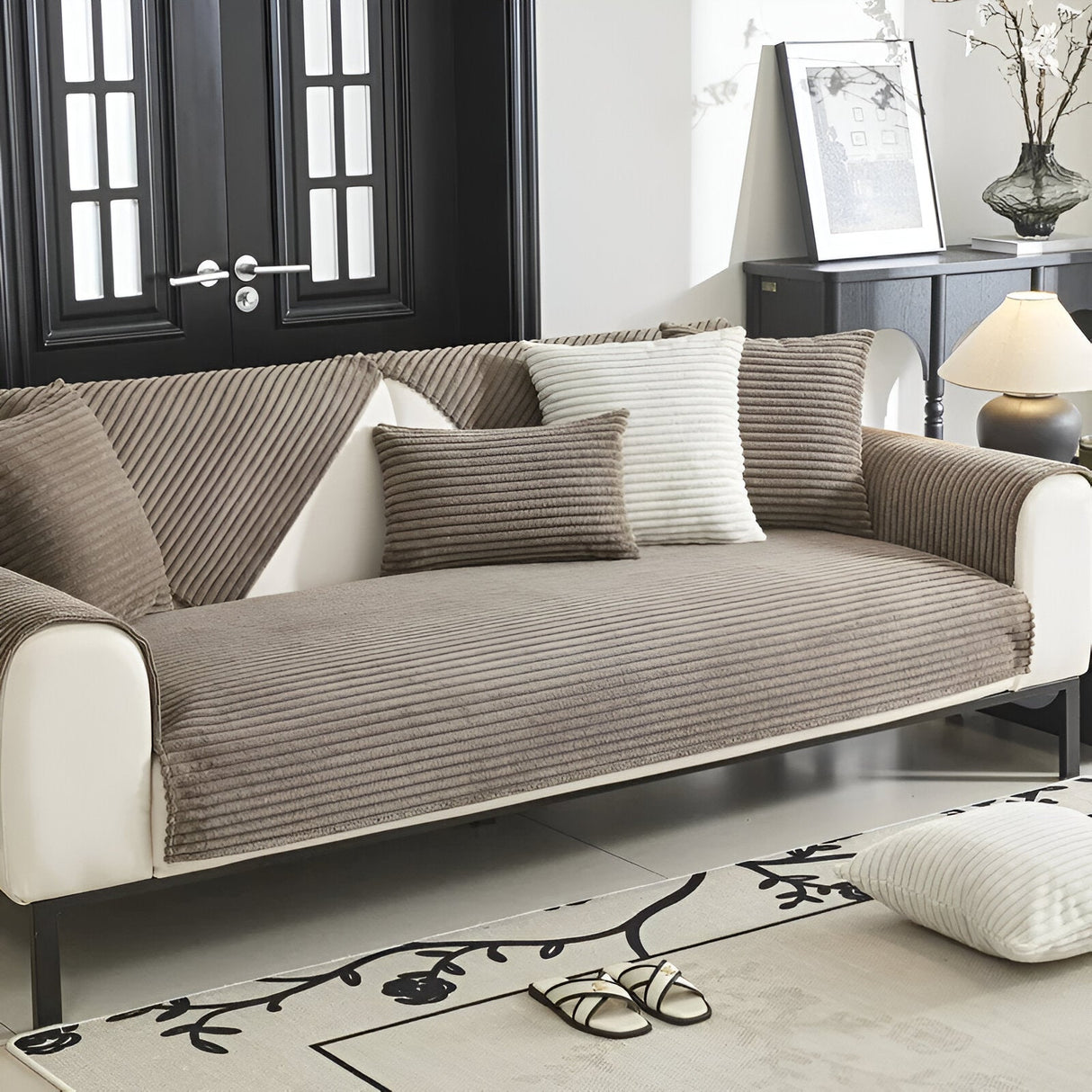 PuffSoft Soffaöverdrag – Plyschsammet, halkfritt överdrag för ultimat komfort och stil Carvallo