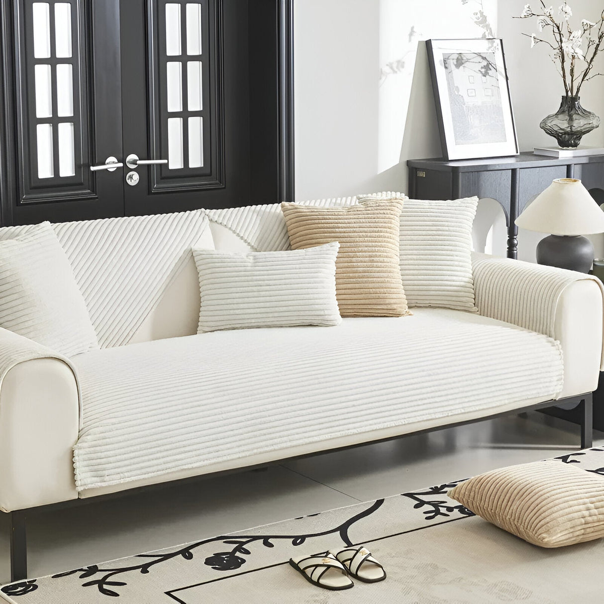 PuffSoft Soffaöverdrag – Plyschsammet, halkfritt överdrag för ultimat komfort och stil Carvallo