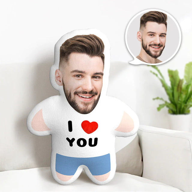 "I LOVE YOU" Kudde - Med Eget Foto (Höjd: 40 cm)-Hemnix-Hemnix