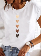 Kvinnors T-shirt Modern Tryckt Bomullsblandning