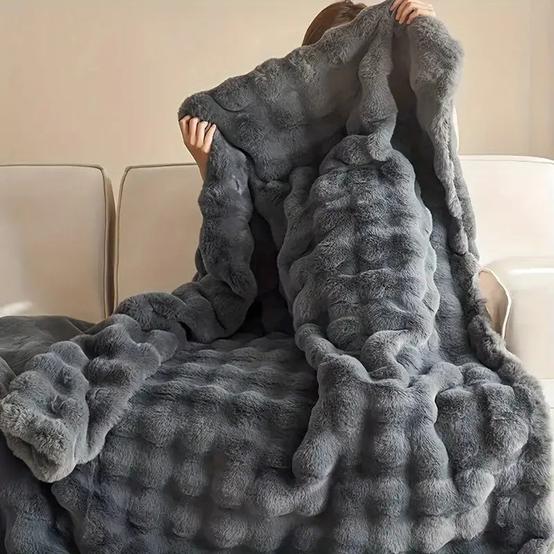 Deluxe Rabbit Faux Fur Throw – Perfekt för Soffa eller Säng Carvallo