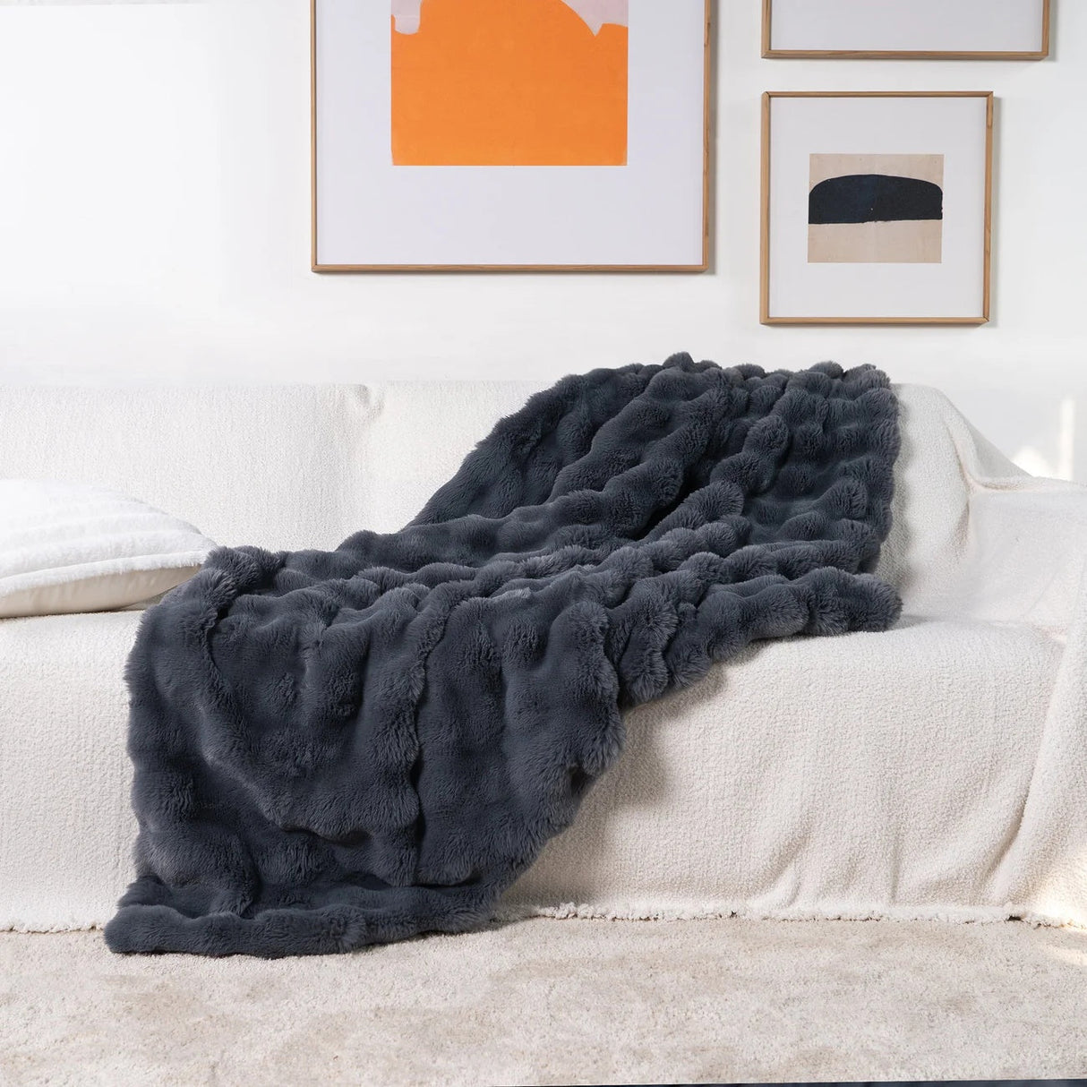 Faux Fur Kastpläd Mjuk Lyxdesign Carvallo