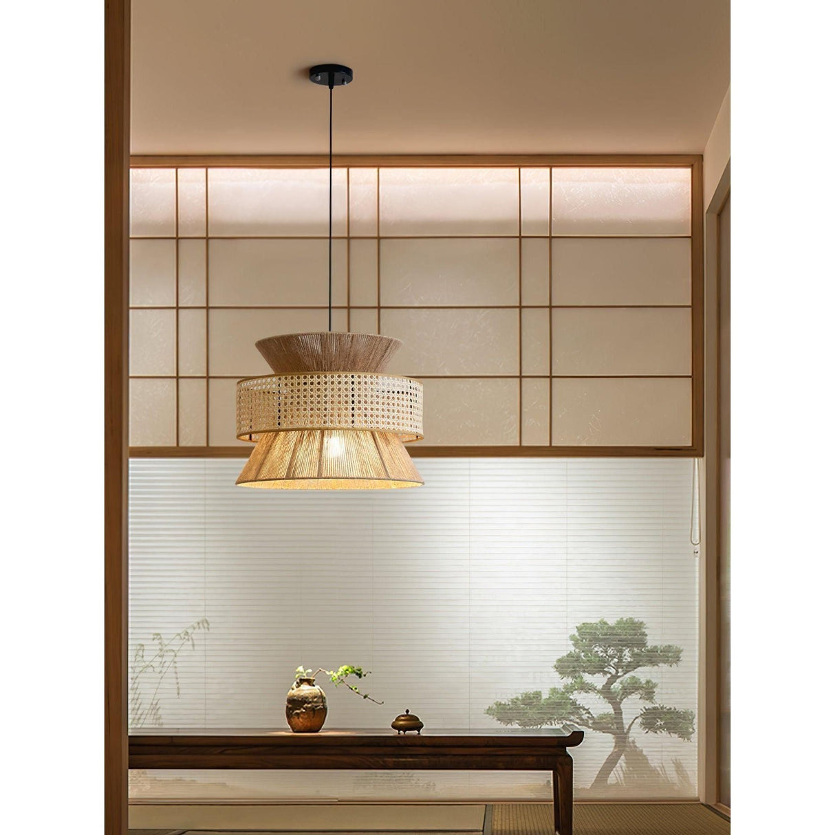 BambooLuxe Light - Italiensk bambus rattan hänglampa Carvallo