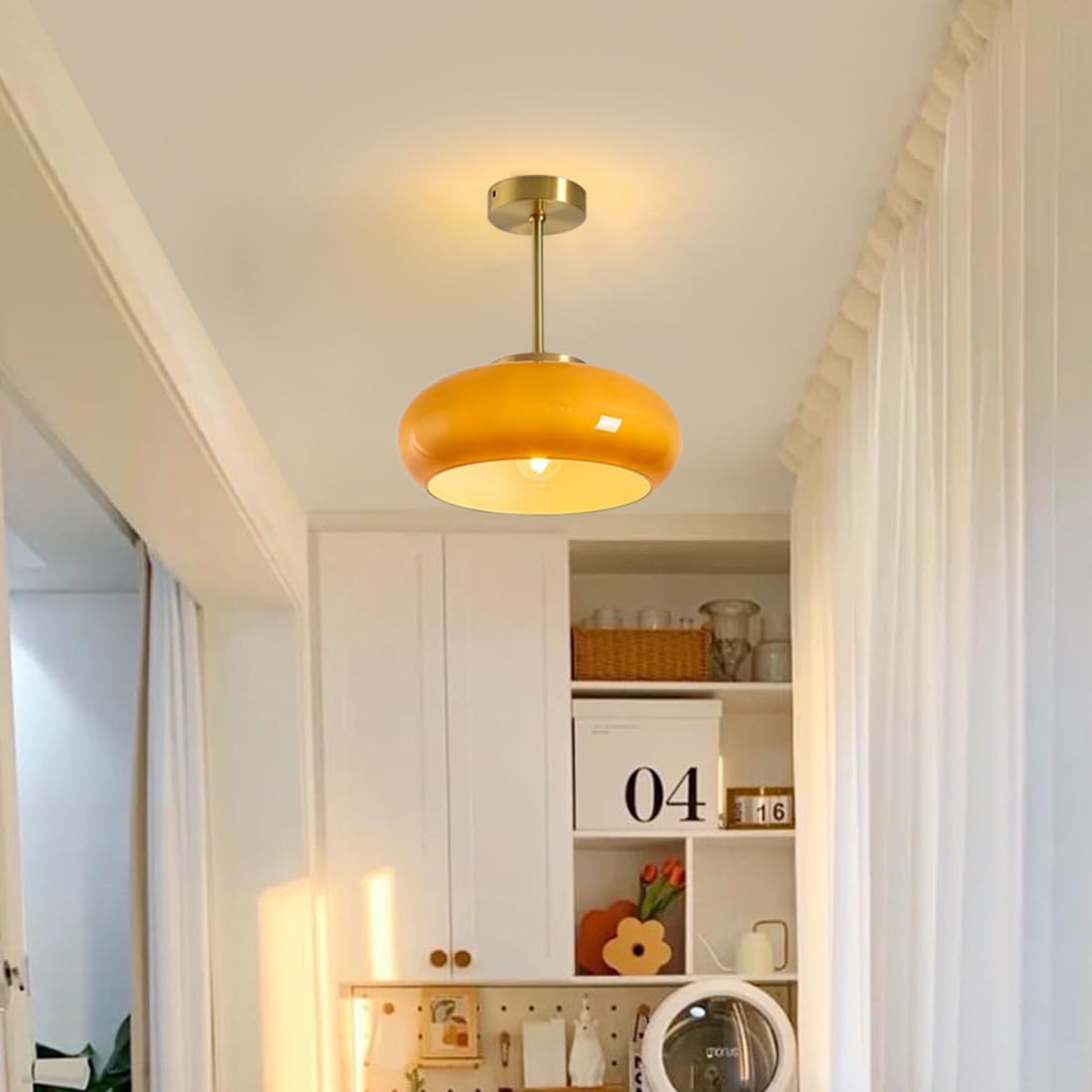 Vintage Rund Glas Taklampa Carvallo