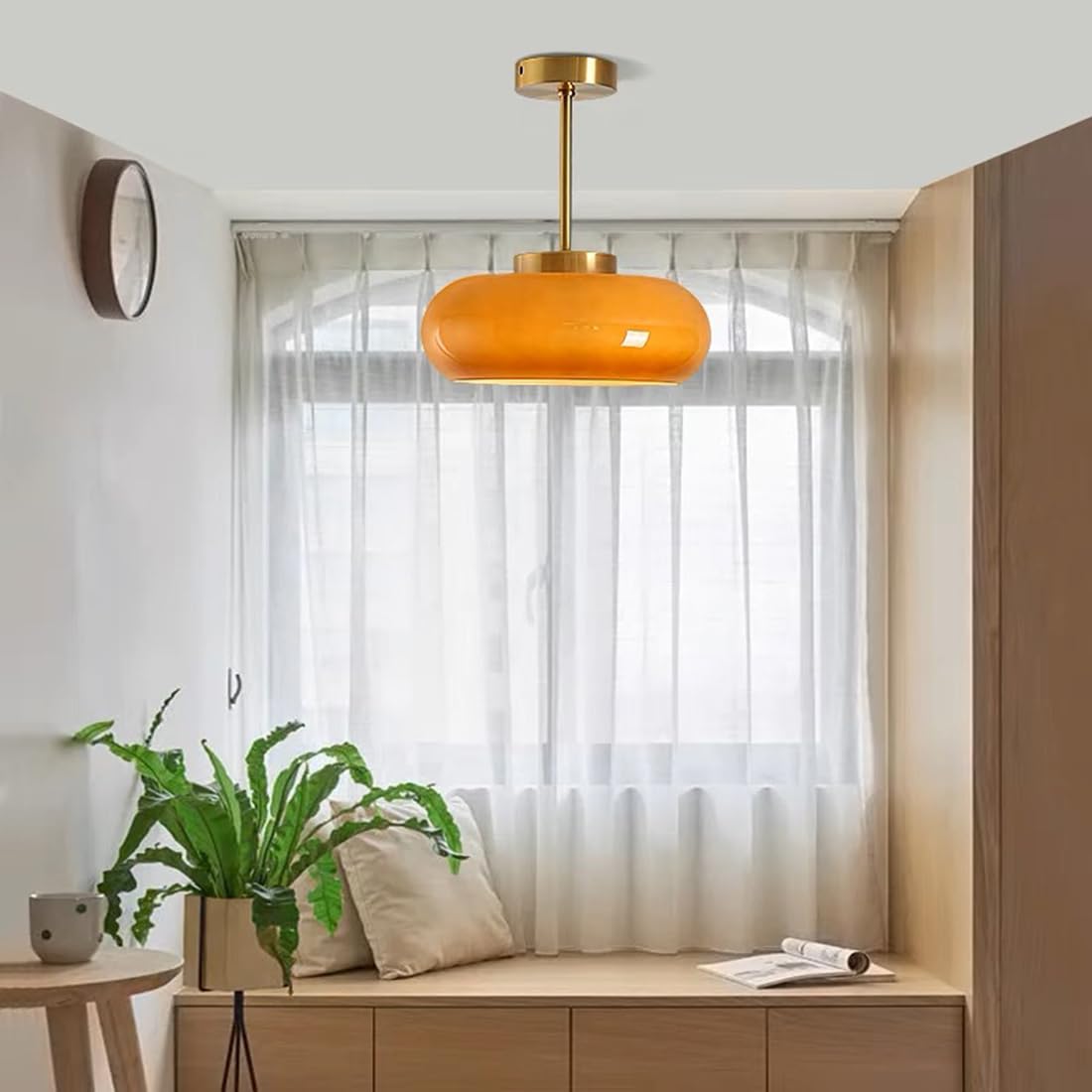 Vintage Rund Glas Taklampa Carvallo