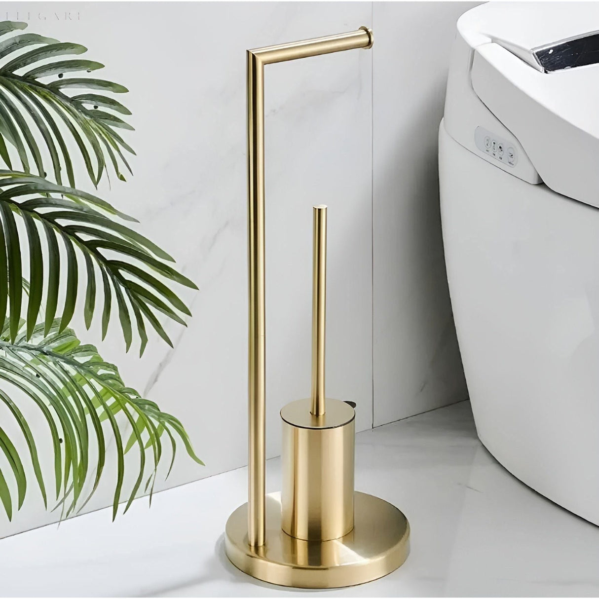 RollEase Hållare - Funktionell Badrumstoalettpapperhållare med Borste Carvallo