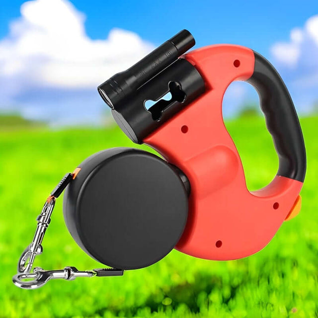 Royallure 10 ft Dubbel Återdragbar Hundleash med Inbyggd Ficklampa & Avfallspåsehållare Carvallo