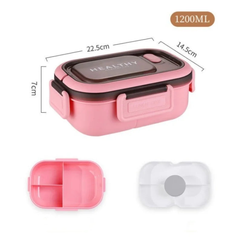 Royallure 1200ML Dubbellager Bento Lunch Box med Fack, Gaffel & Sked, Mikrosäker för Picknick & Kontor Carvallo