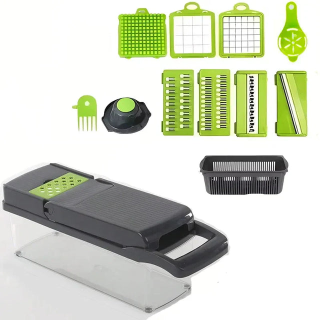 Royallure 14-i-1 Grönsakshackare Skivare Rivjärn Set för Kök Matlagning Carvallo