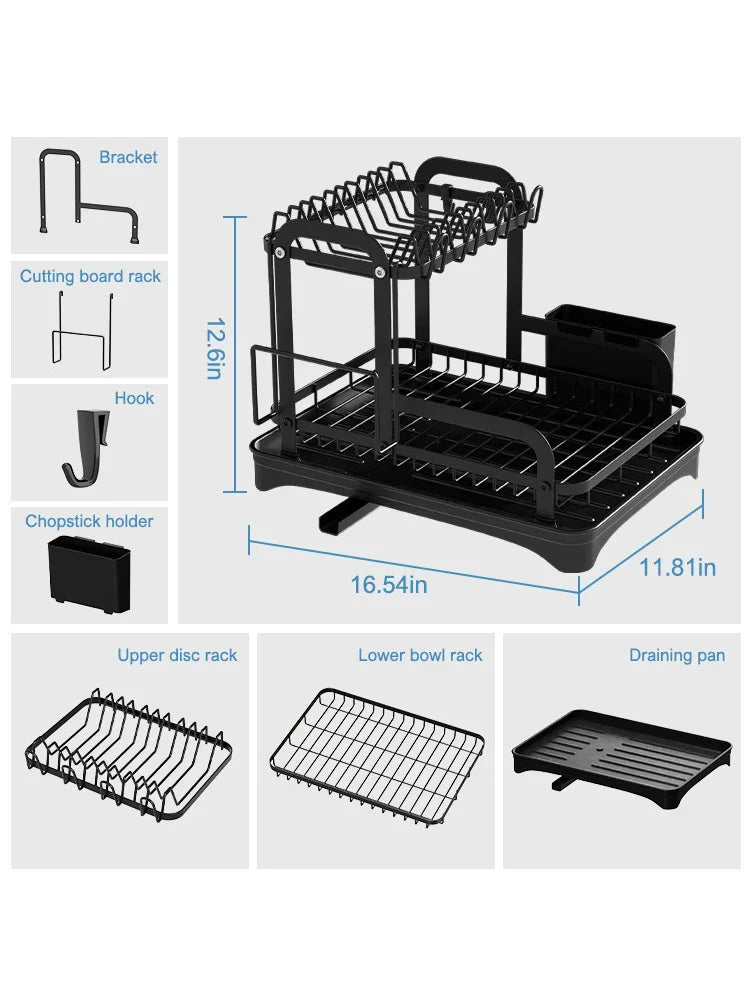 Royallure 2-Tier Diskställ med Rännkorg Kök Bänkskivor Skål Organisatör Carvallo