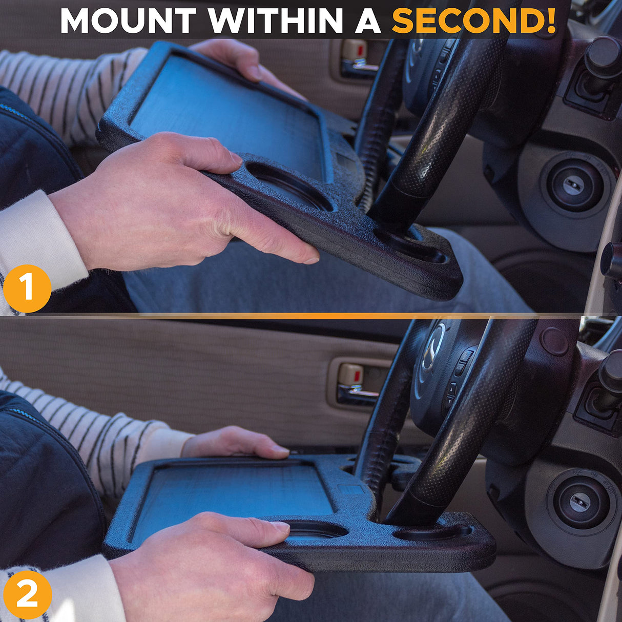 Royallure 2-i-1 Bilrattsbord – Laptopfäste & Matbricka med Koppställare Carvallo