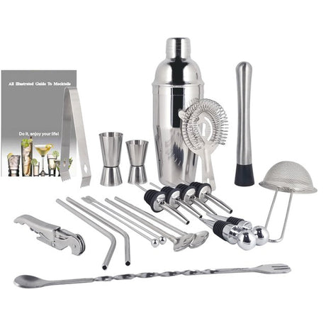 Royallure 22-delars rostfritt stål Boston cocktailshaker-set — Komplett barverktygssats Carvallo