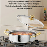 Royallure 30 cm Rostfritt Stål Stekpanna med Lock Honungskomb Wok för Alla Spisar Carvallo