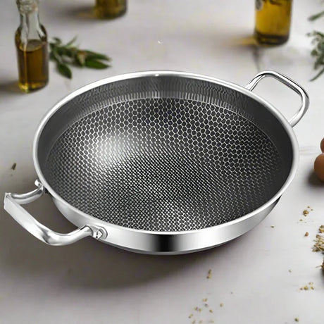 Royallure Tri-Ply 316 Rostfritt Stål Stekpanna Honungskombination Wok Stekpanna för Alla Spisar Carvallo