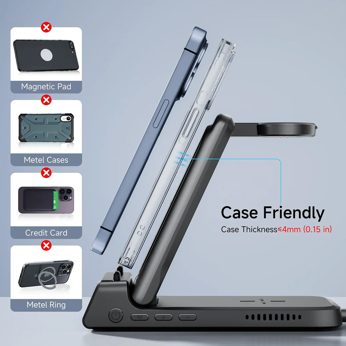 Royallure 3-i-1 Trådlös Laddstation – Snabbladdare för Telefon, Klocka & Hörlurar Carvallo