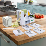 Royallure 7-bladig grönsaksspiralisator – Zucchini-nudeltillverkare och zoodle-tillverkare med sugkopp och förvaringskorg Carvallo