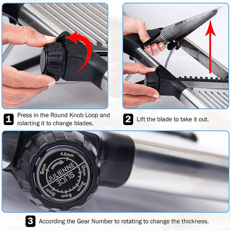 Royallure Justerbar Mandolin Skivare Rostfritt Stål Grönsakskniv & Hackare Carvallo