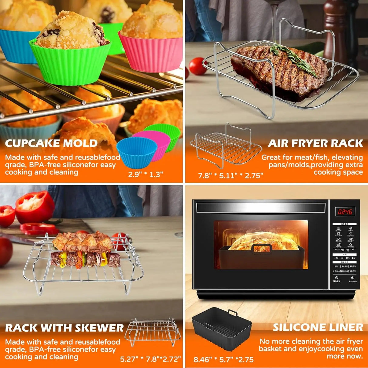 Royallure Air Fryer Tillbehör för Ninja Foodi Dual Zone AF300EU AF400EU 7.6–9.5L Carvallo