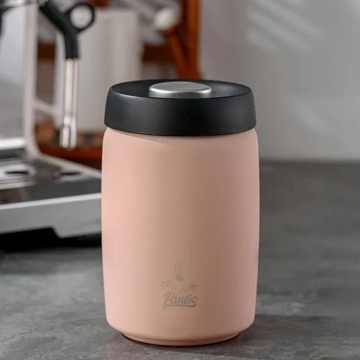 Royallure Kaffeebehållare i rostfritt stål med manuell vakuumlock för färska bönor Carvallo