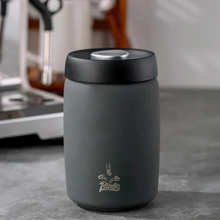 Royallure Kaffeebehållare i rostfritt stål med manuell vakuumlock för färska bönor Carvallo