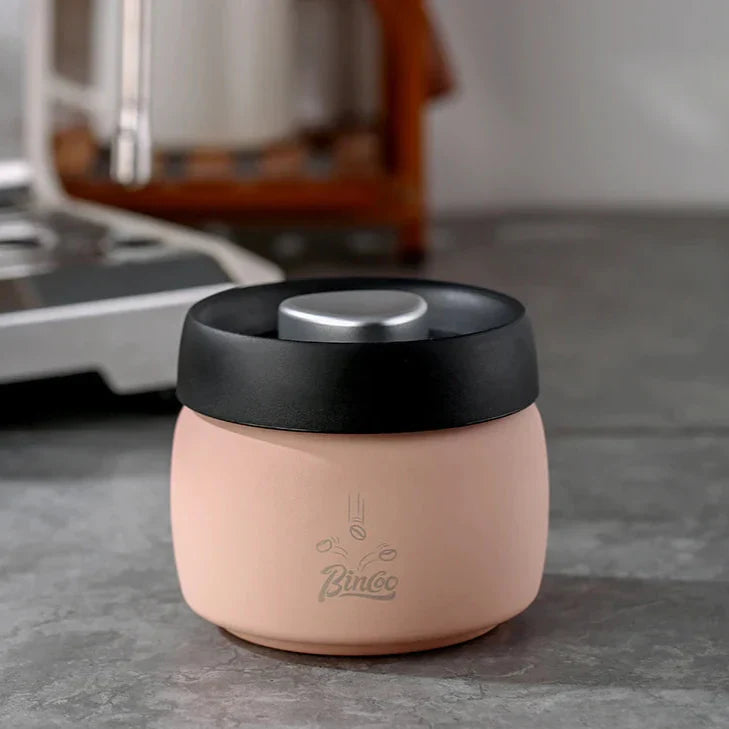 Royallure Kaffeebehållare i rostfritt stål med manuell vakuumlock för färska bönor Carvallo